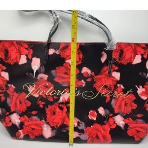 Victoria's Secret Black and Red Floral Tote Bag